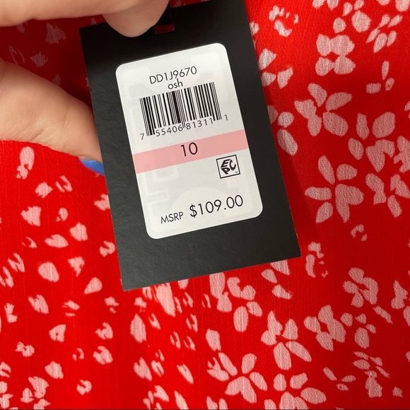 NWT DKNY Dark Orange Floral Dress - Picture 3 of 6